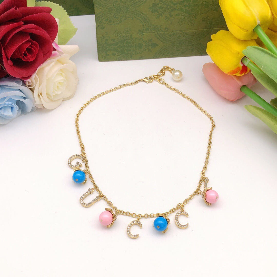 Gucci Pink Blue Flower Necklace - album image 7