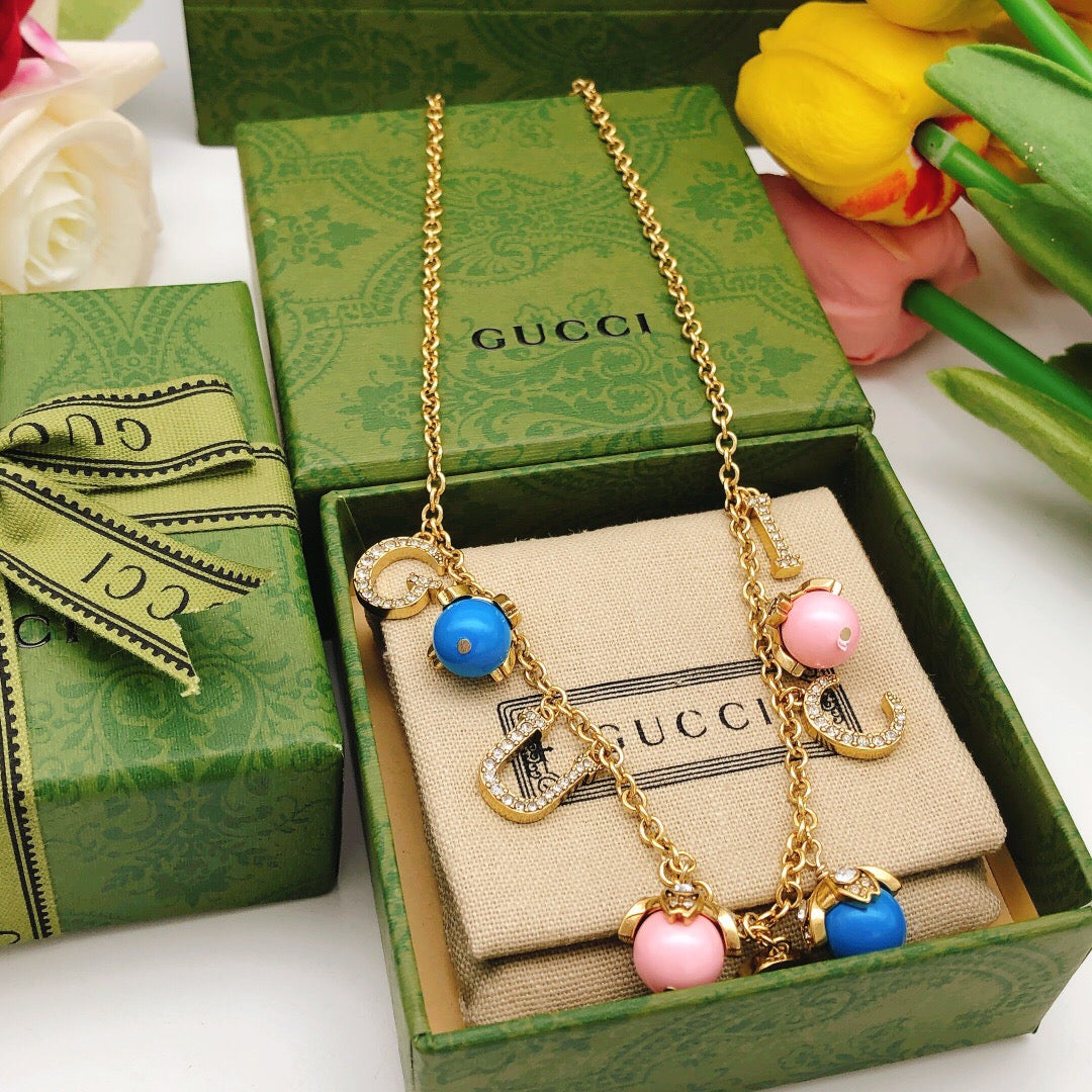 Gucci Pink Blue Flower Necklace - album image 4