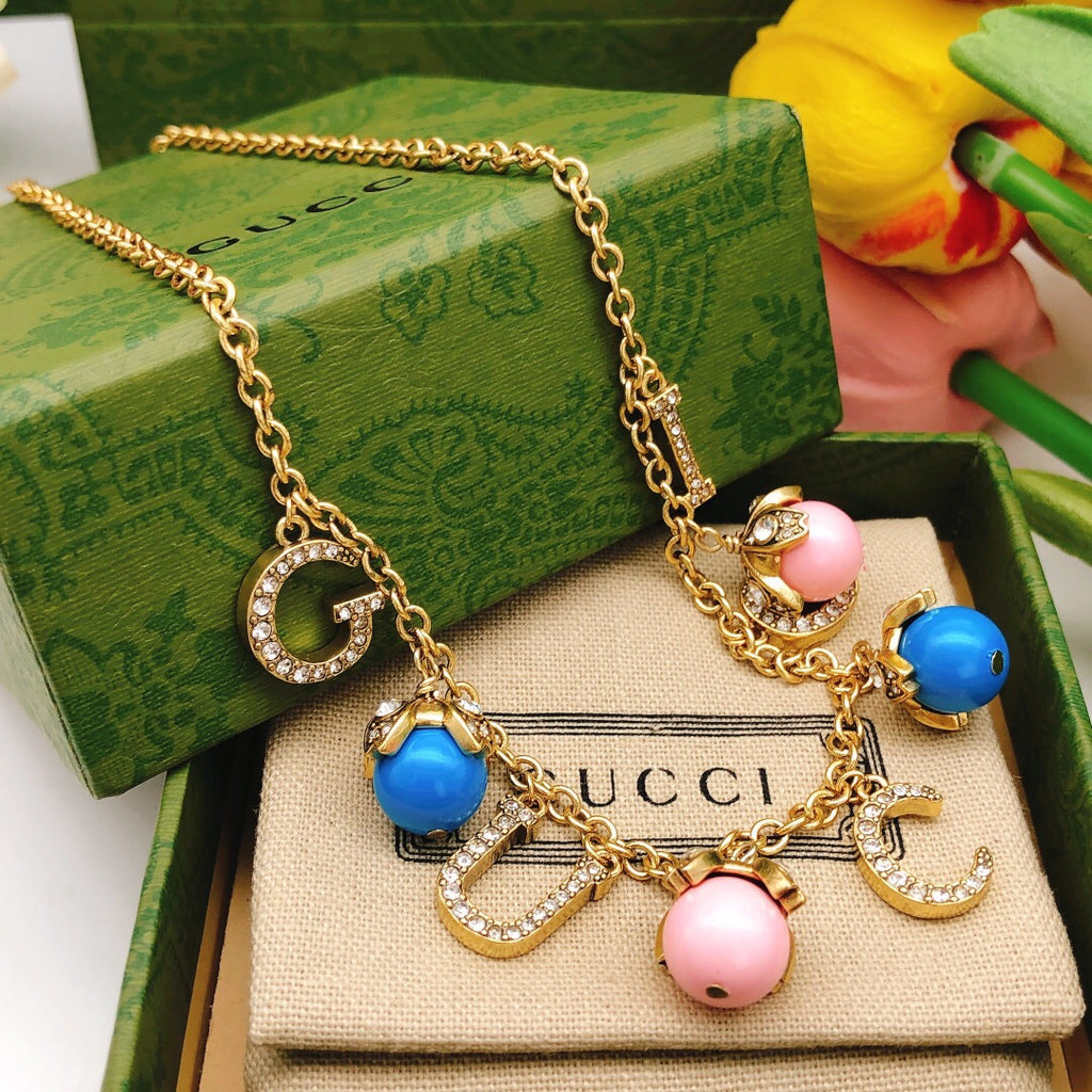 Gucci Pink Blue Flower Necklace - album image 6