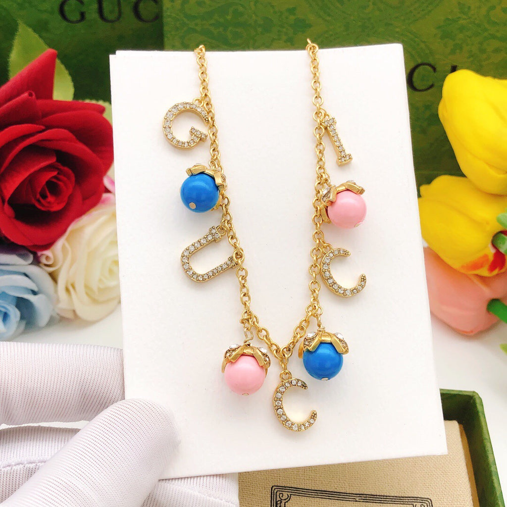 Gucci Pink Blue Flower Necklace - album image 2