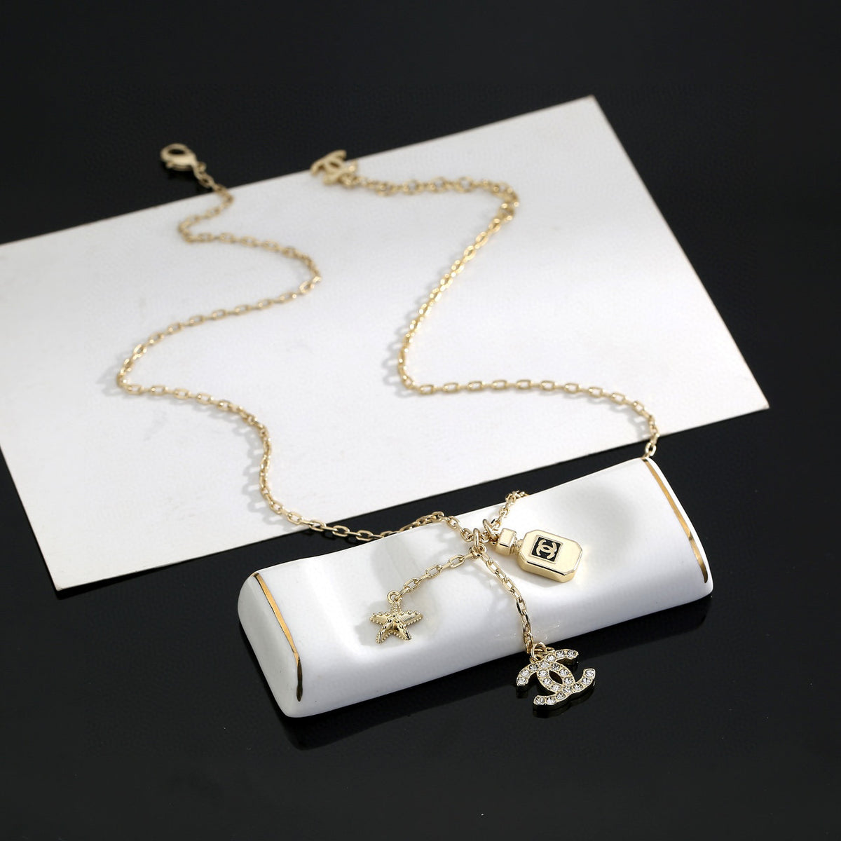 Chanel Interlocking C Perfume Bottle Letter Necklace - album image 2