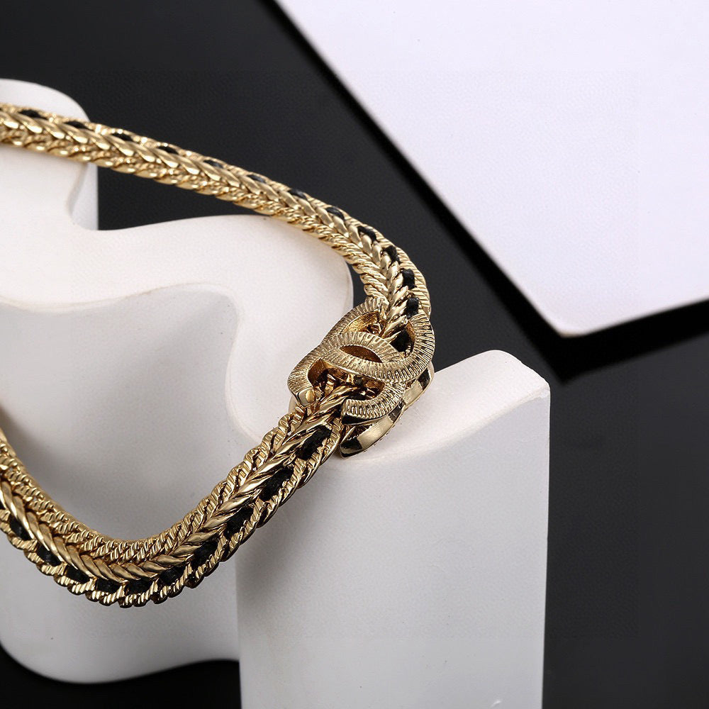 Chanel Gold-Tone Circular Crystal Pendant Necklace - album image 7