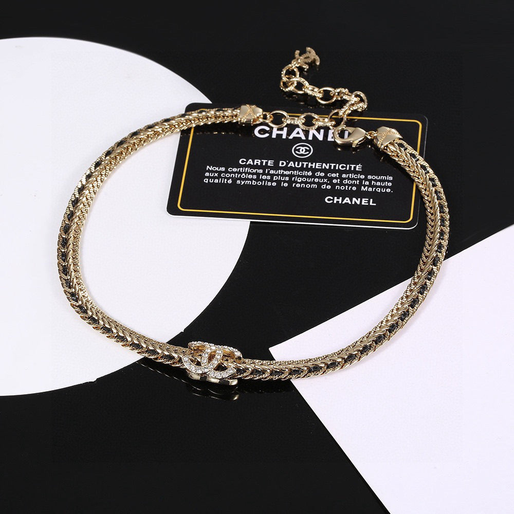 Chanel Gold-Tone Circular Crystal Pendant Necklace - album image 1