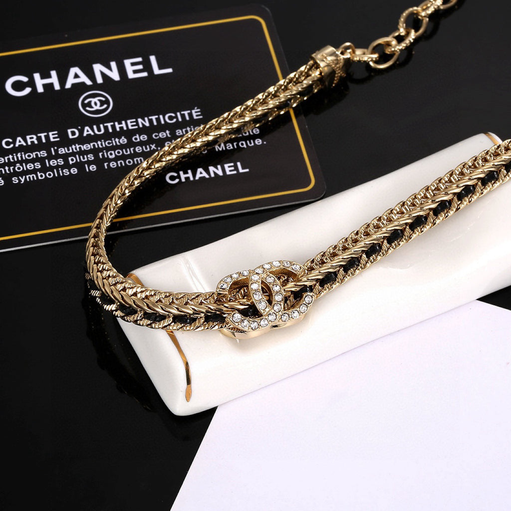 Chanel Gold-Tone Circular Crystal Pendant Necklace - album image 3