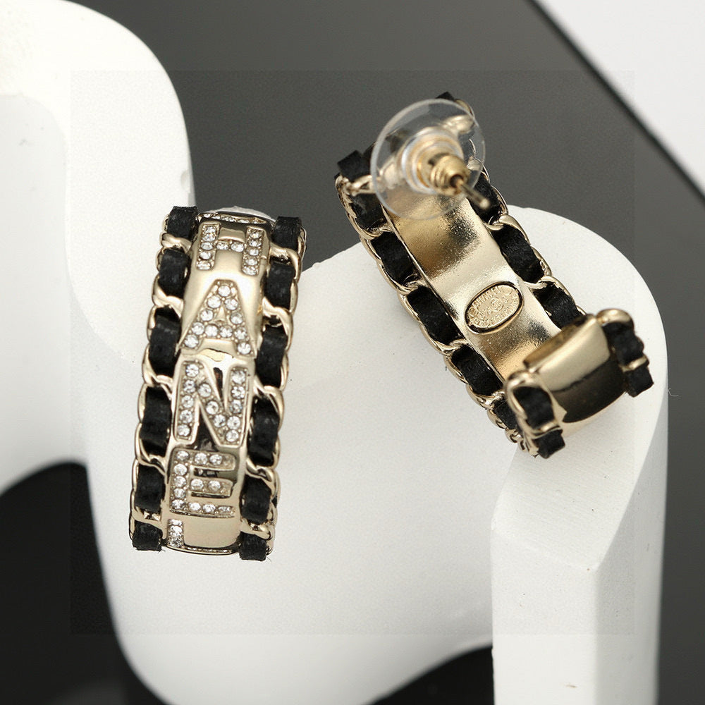 Chanel Black and Crystal Hoop Earrings - album image 3