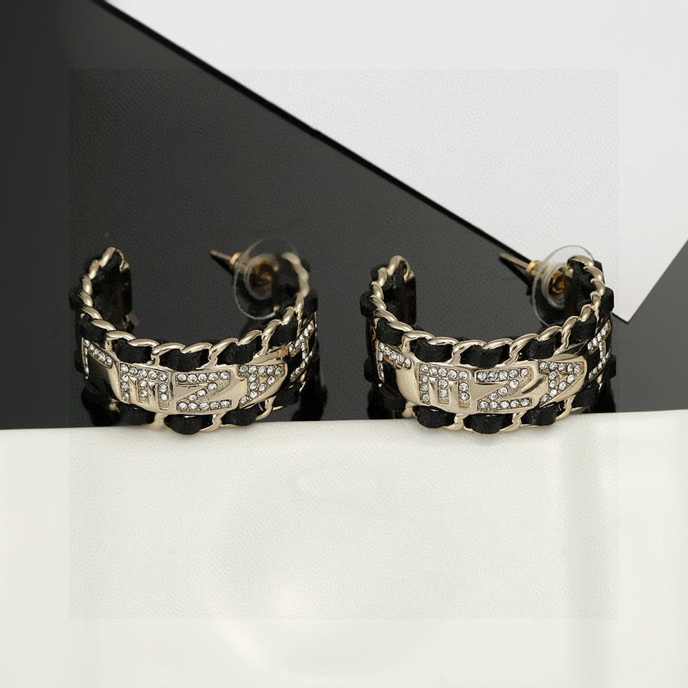 Chanel Black and Crystal Hoop Earrings - album image 4