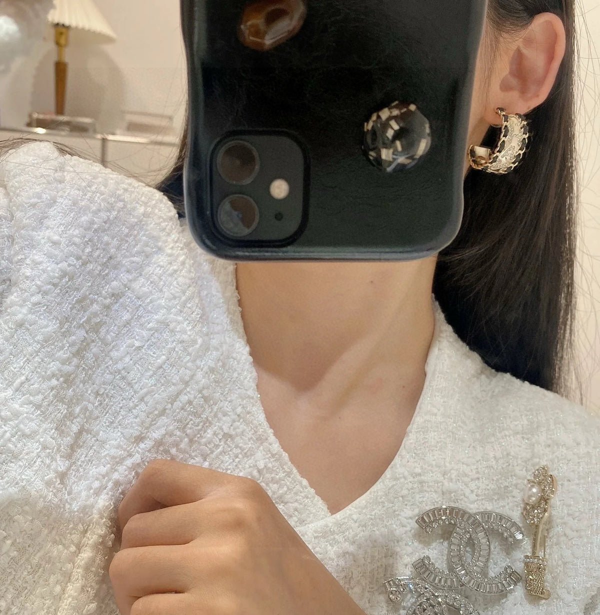 Chanel Black and Crystal Hoop Earrings - album image 5