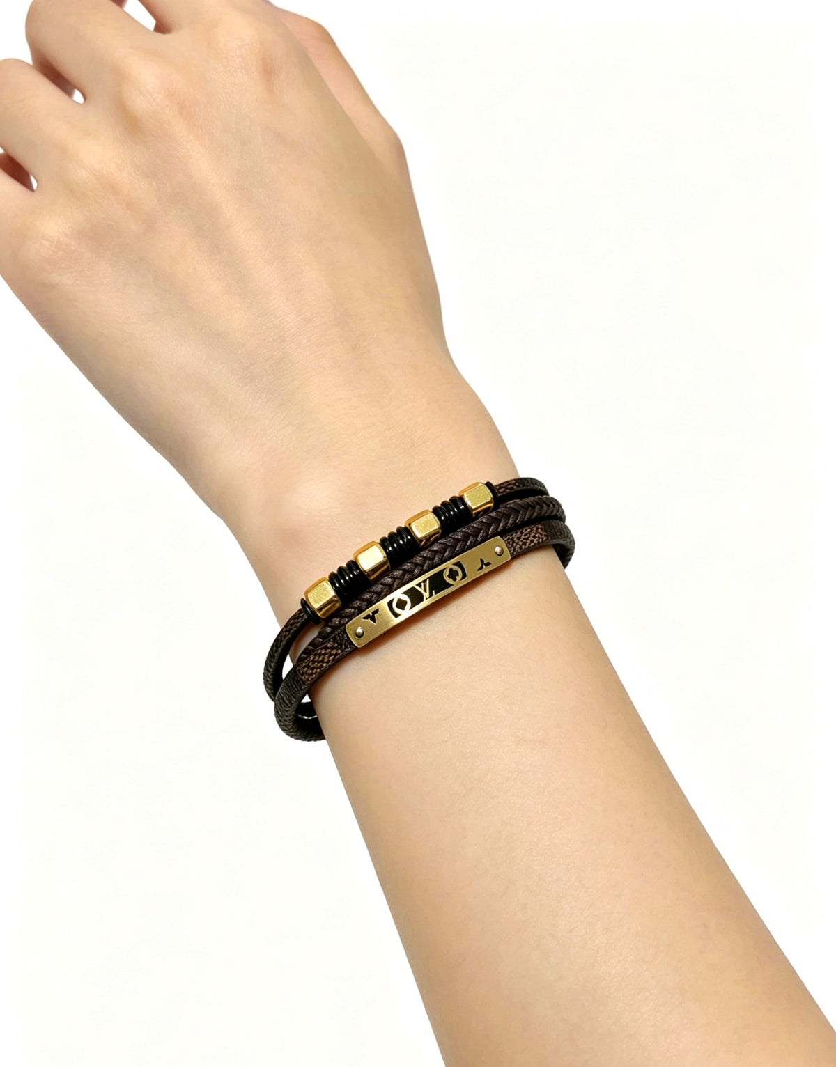 Louis Vuitton Blue Antiqued Leather Chain Bracelet - album image 5
