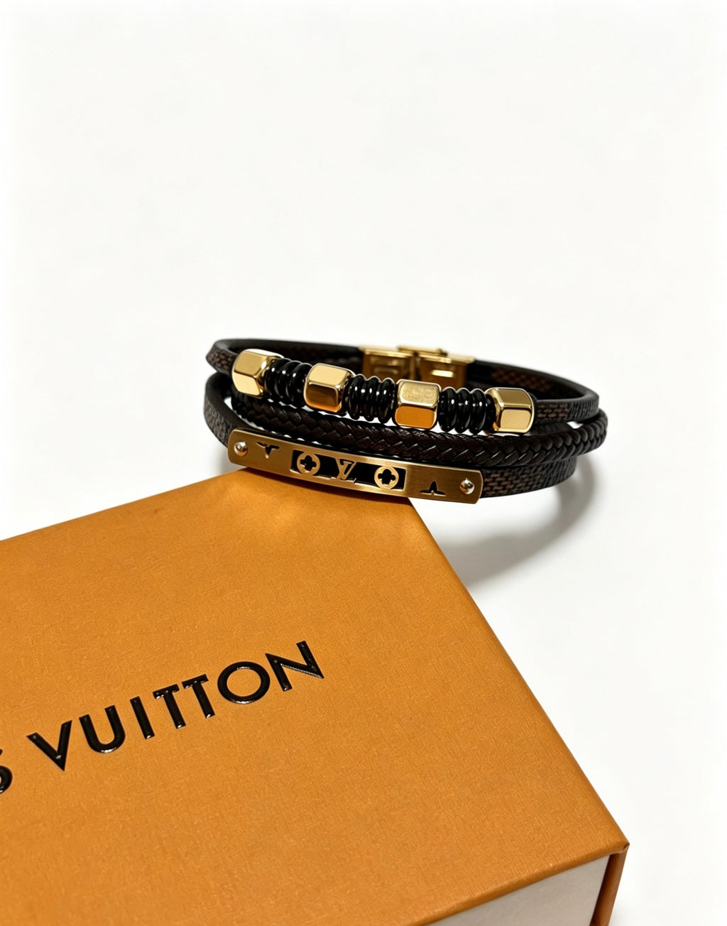 Louis Vuitton Blue Antiqued Leather Chain Bracelet - album image 3