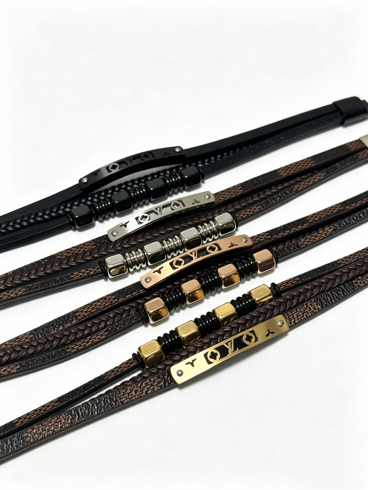 Louis Vuitton Blue Antiqued Leather Chain Bracelet - album image 10