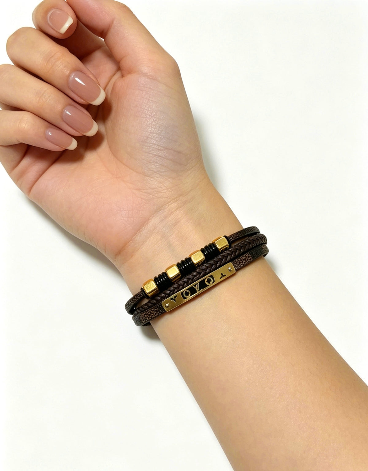 Louis Vuitton Blue Antiqued Leather Chain Bracelet - album image 6