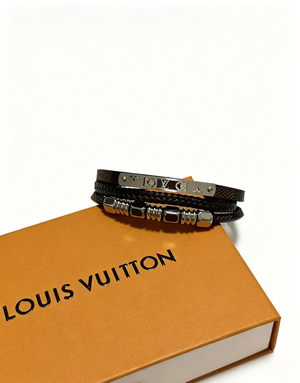 Louis Vuitton Blue Antiqued Leather Chain Bracelet - album image 2