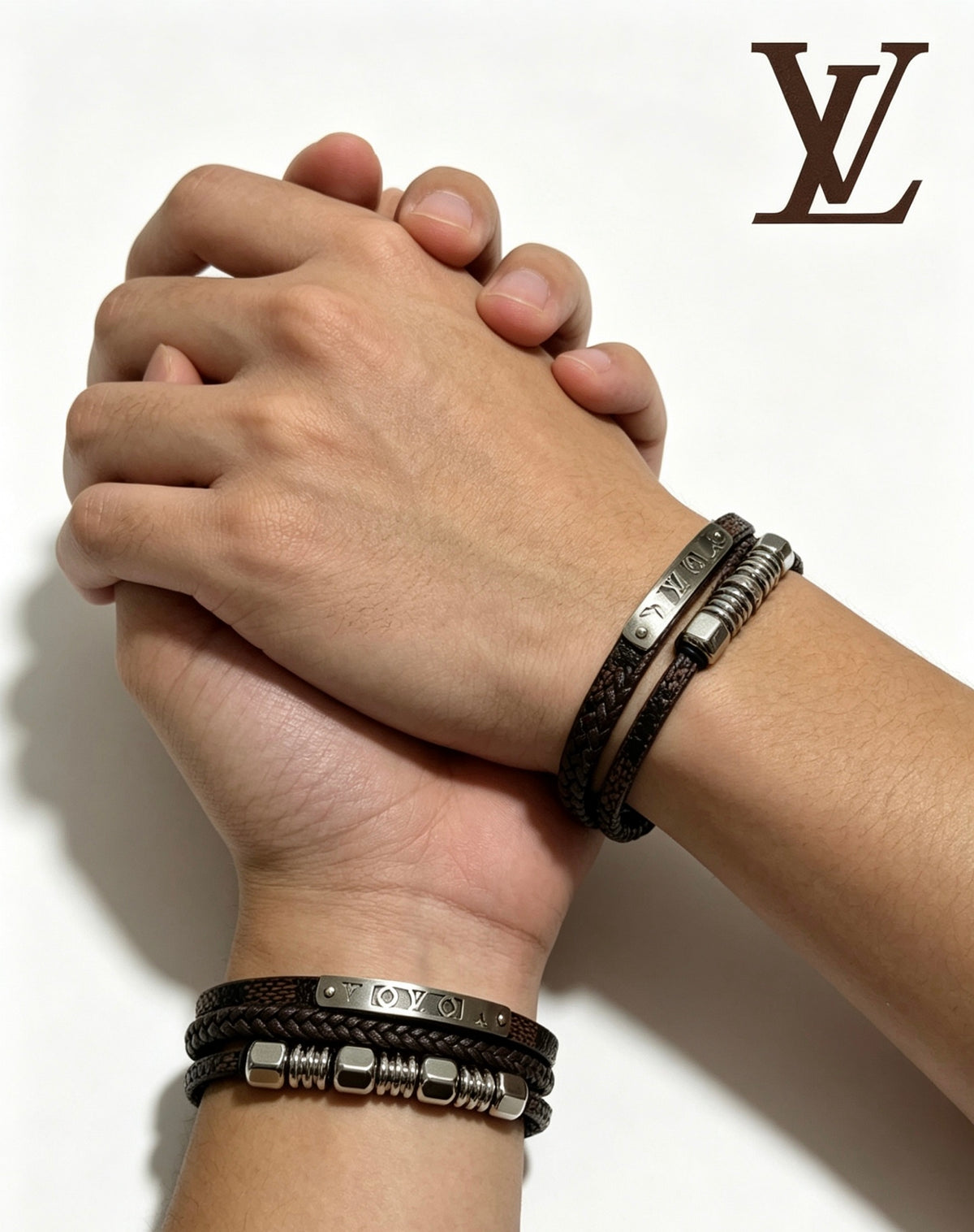 Louis Vuitton Blue Antiqued Leather Chain Bracelet - album image 6