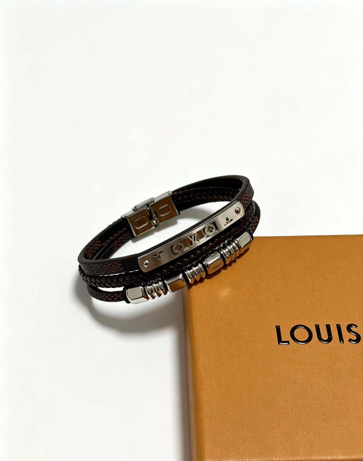 Louis Vuitton Blue Antiqued Leather Chain Bracelet - album image 1