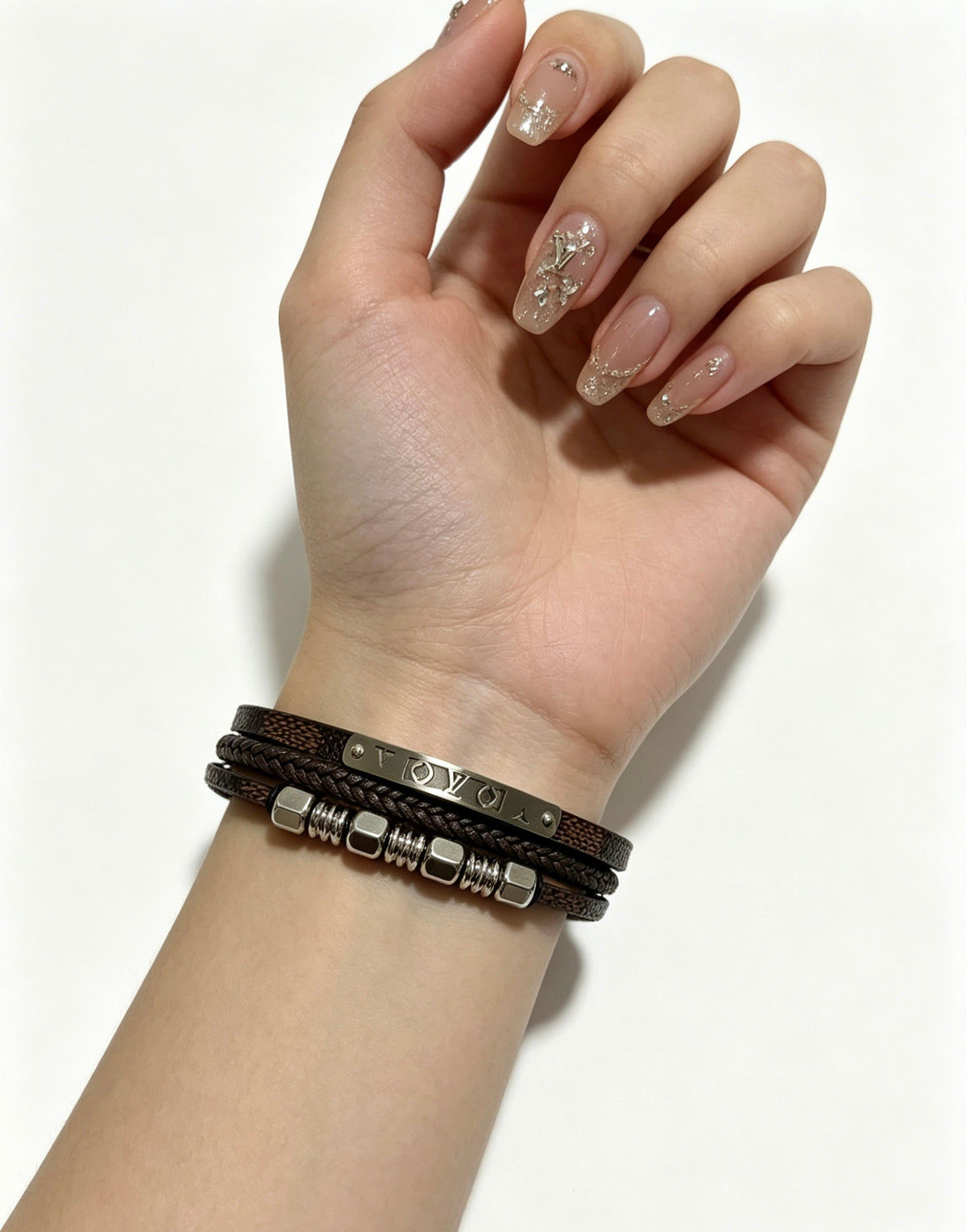 Louis Vuitton Blue Antiqued Leather Chain Bracelet - album image 5