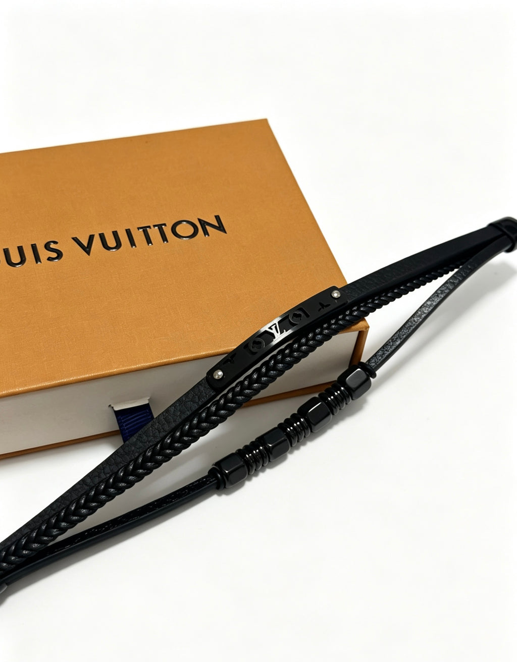 Louis Vuitton Blue Antiqued Leather Chain Bracelet - album image 2