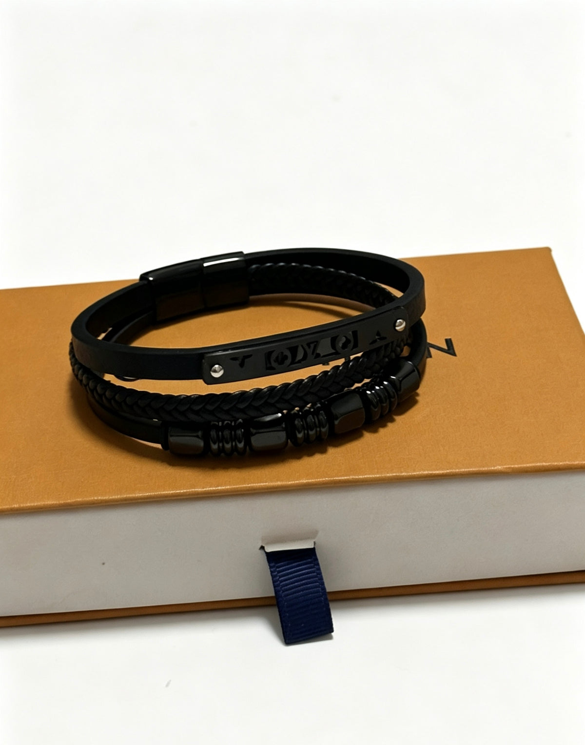 Louis Vuitton Blue Antiqued Leather Chain Bracelet - album image 4