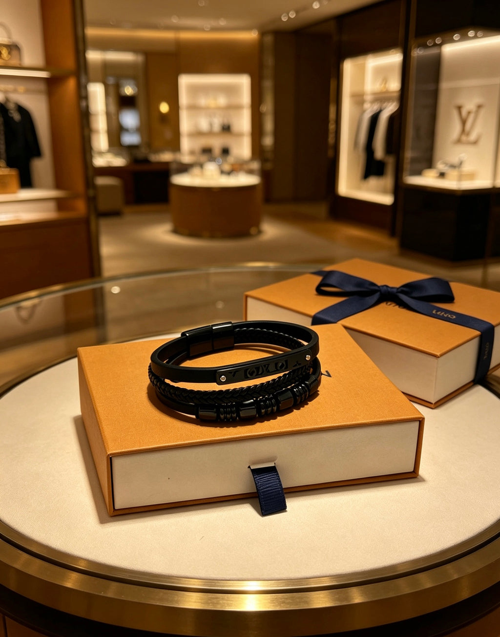 Louis Vuitton Blue Antiqued Leather Chain Bracelet - album image 9