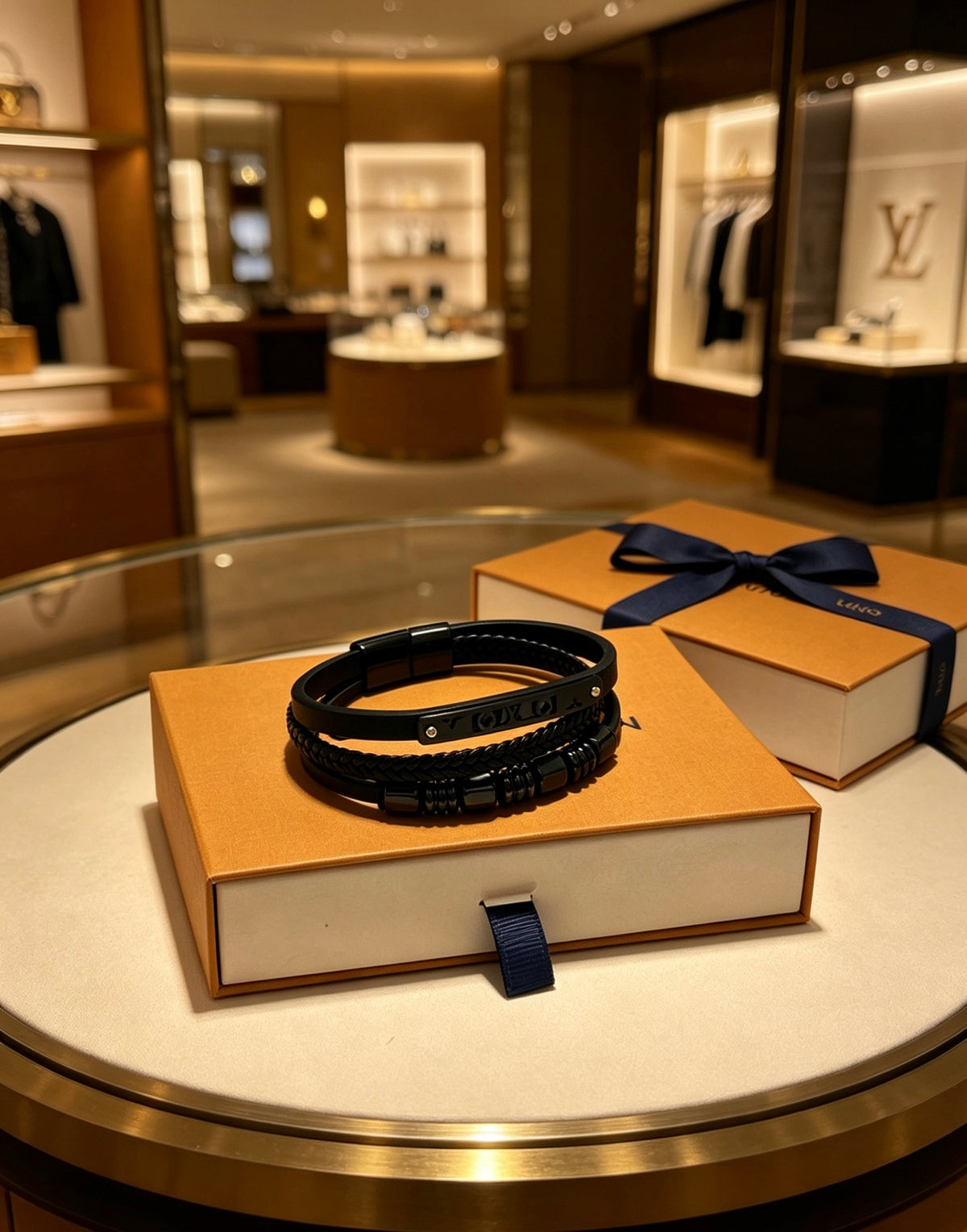 Louis Vuitton Blue Antiqued Leather Chain Bracelet - album image 9