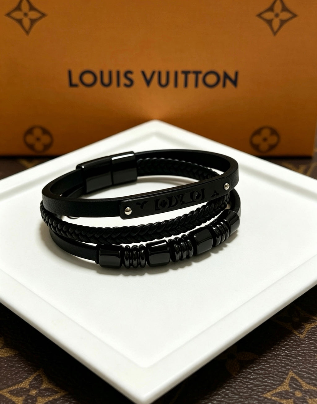 Louis Vuitton Blue Antiqued Leather Chain Bracelet - album image 1