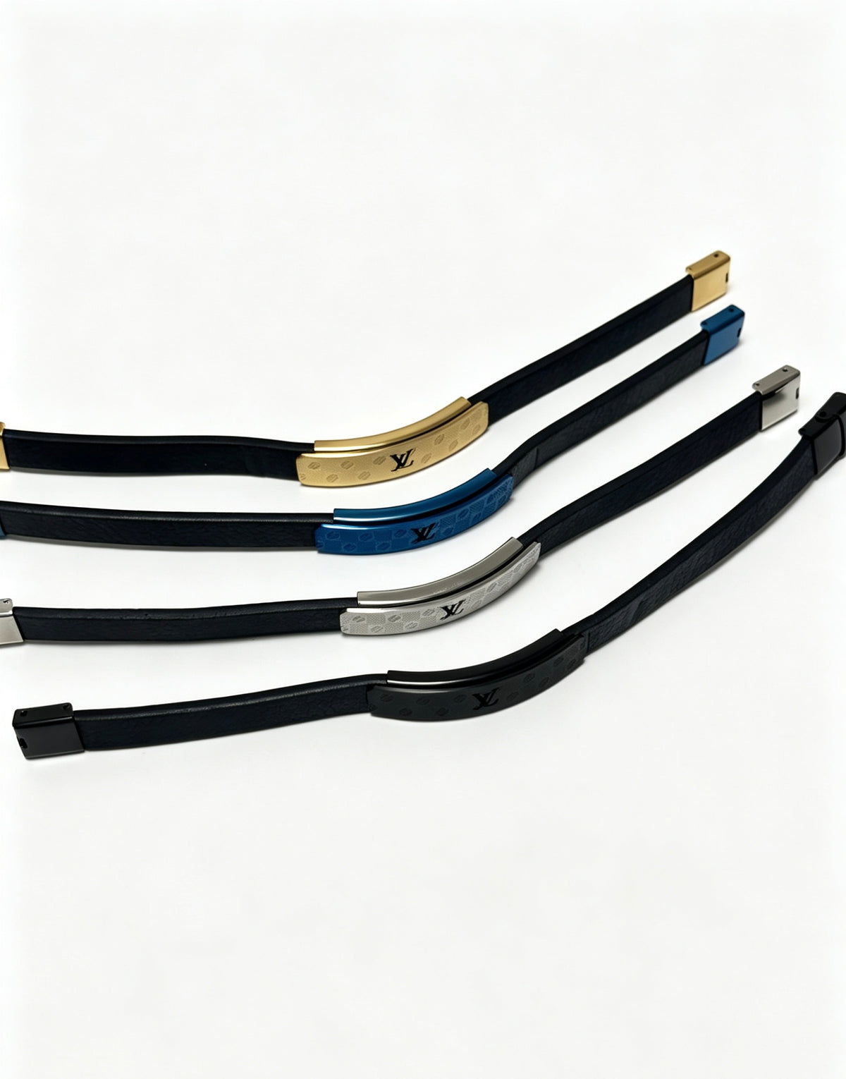 Louis Vuitton Blue Antiqued Leather Chain Bracelet - album image 13