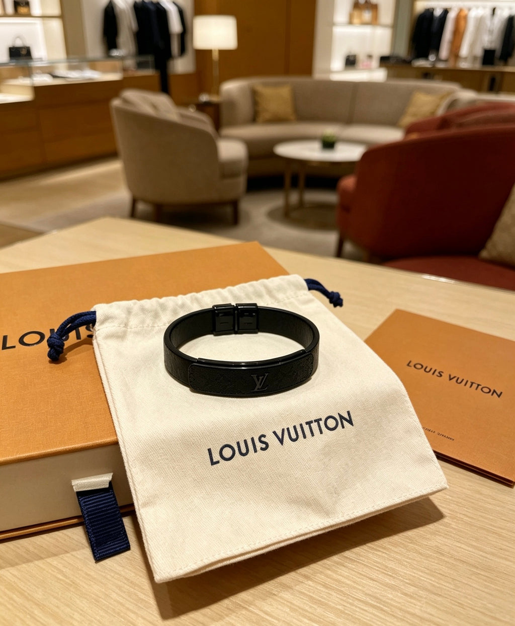 Louis Vuitton Blue Antiqued Leather Chain Bracelet - album image 9