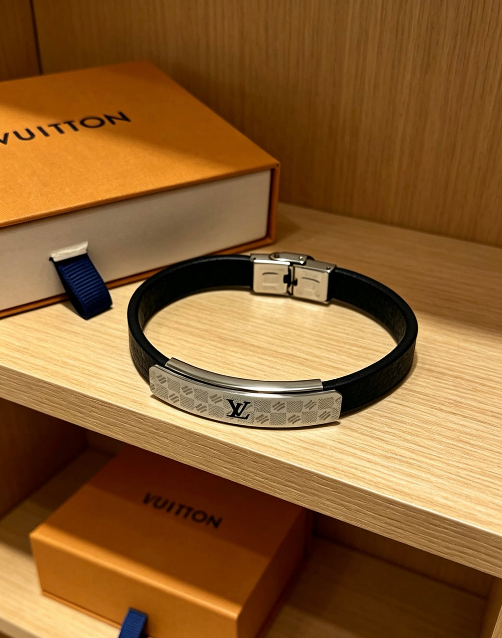 Louis Vuitton Blue Antiqued Leather Chain Bracelet - album image 7