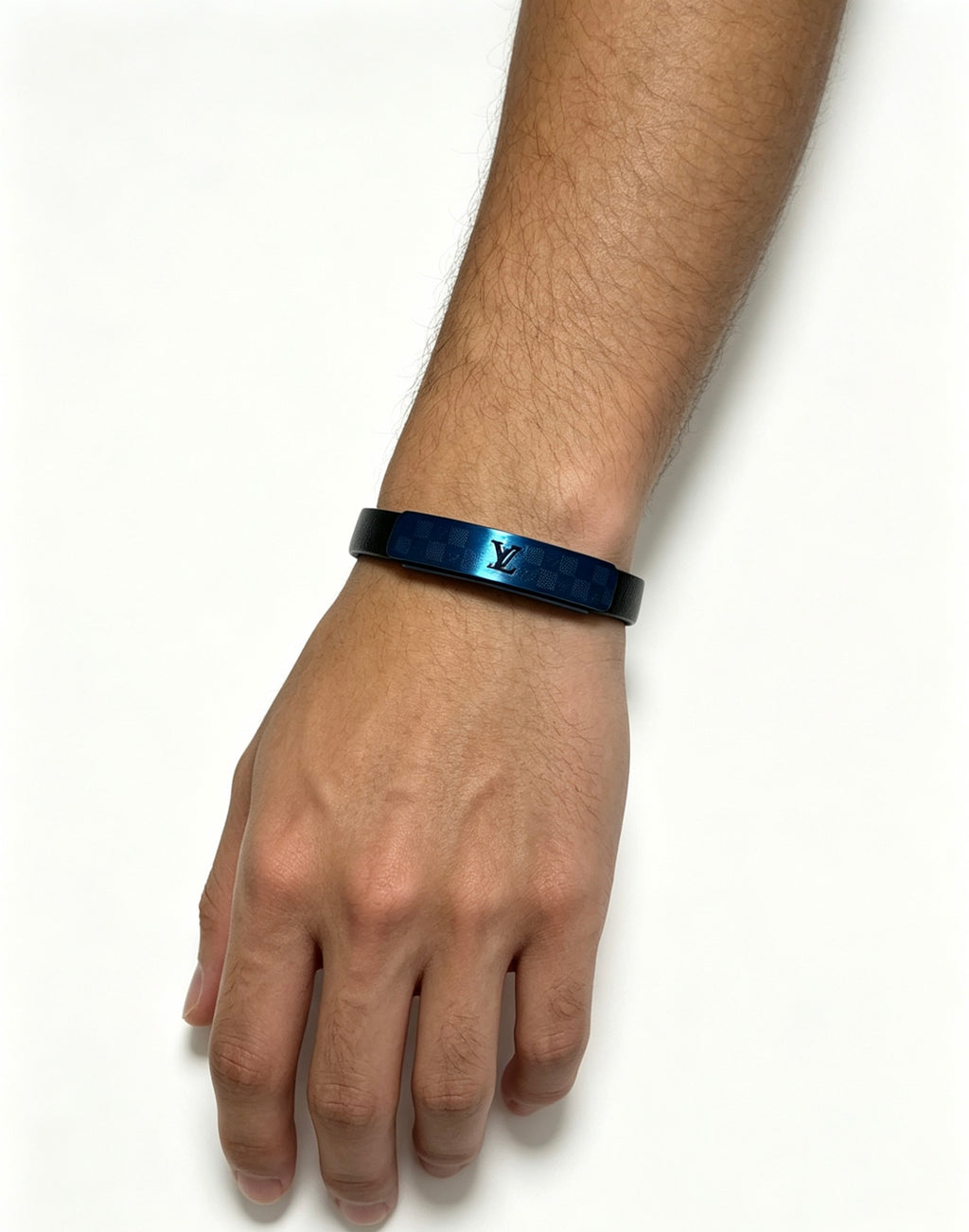 Louis Vuitton Blue Antiqued Leather Chain Bracelet - album image 4