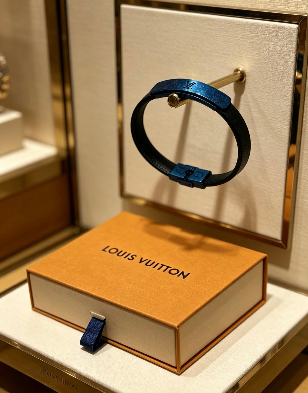 Louis Vuitton Blue Antiqued Leather Chain Bracelet - album image 11