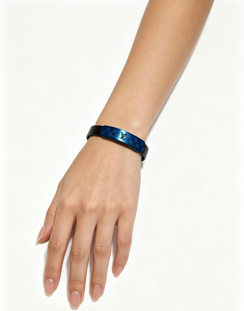 Louis Vuitton Blue Antiqued Leather Chain Bracelet - album image 3