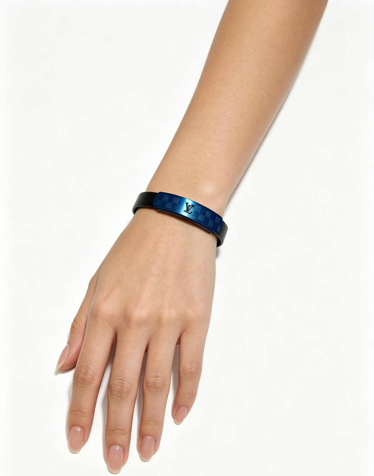 Louis Vuitton Blue Antiqued Leather Chain Bracelet - album image 3