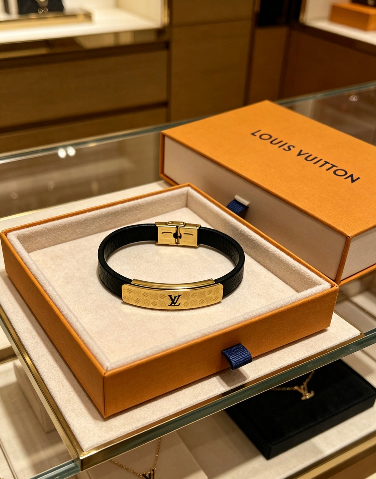Louis Vuitton Blue Antiqued Leather Chain Bracelet - album image 8