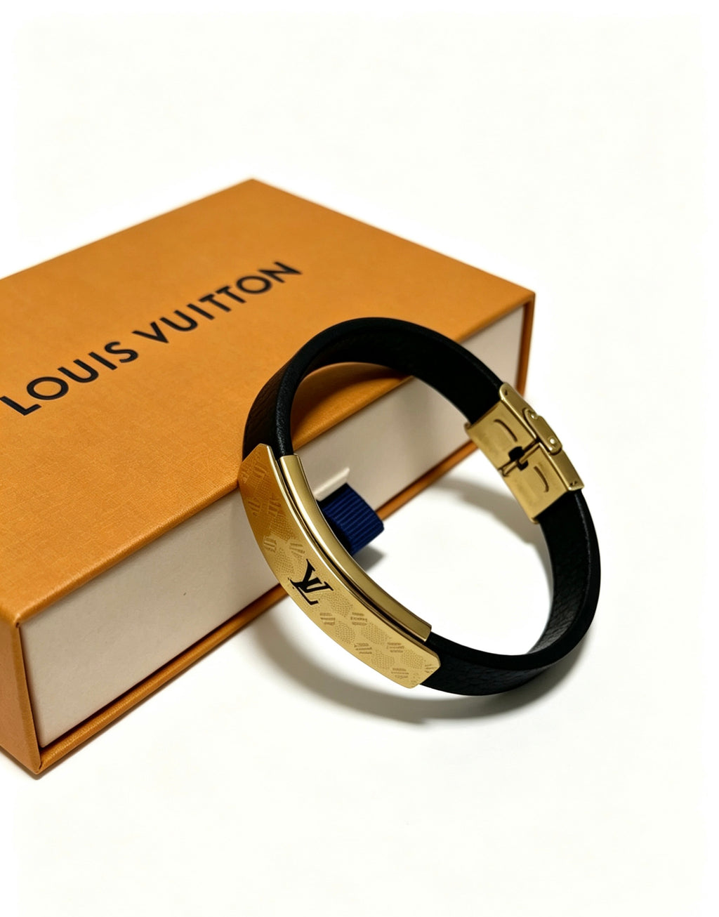 Louis Vuitton Blue Antiqued Leather Chain Bracelet - album image 10
