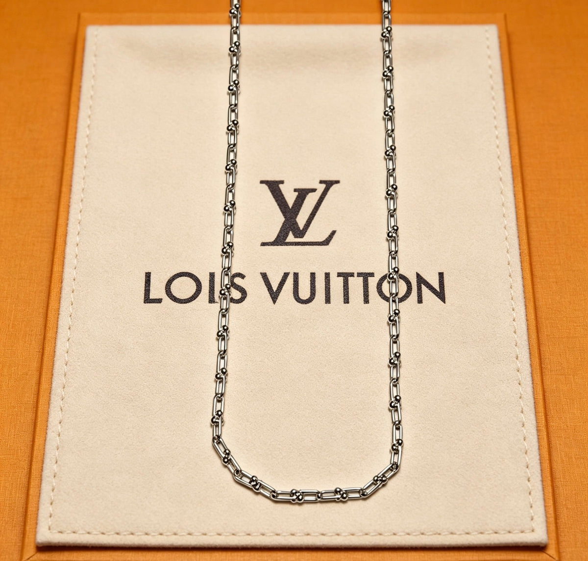 Louis Vuitton Silver-Tone Rectangular Link Chain Necklace - album image 1