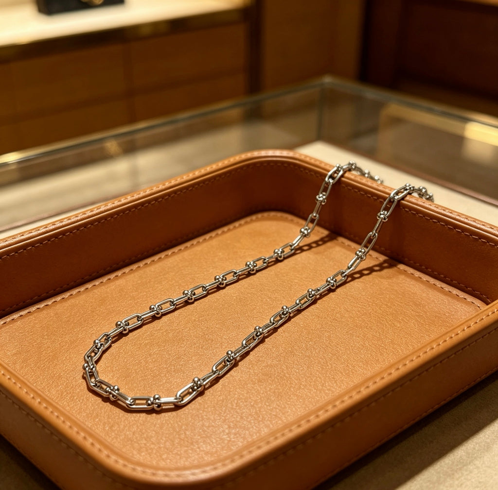 Louis Vuitton Silver-Tone Rectangular Link Chain Necklace - album image 3