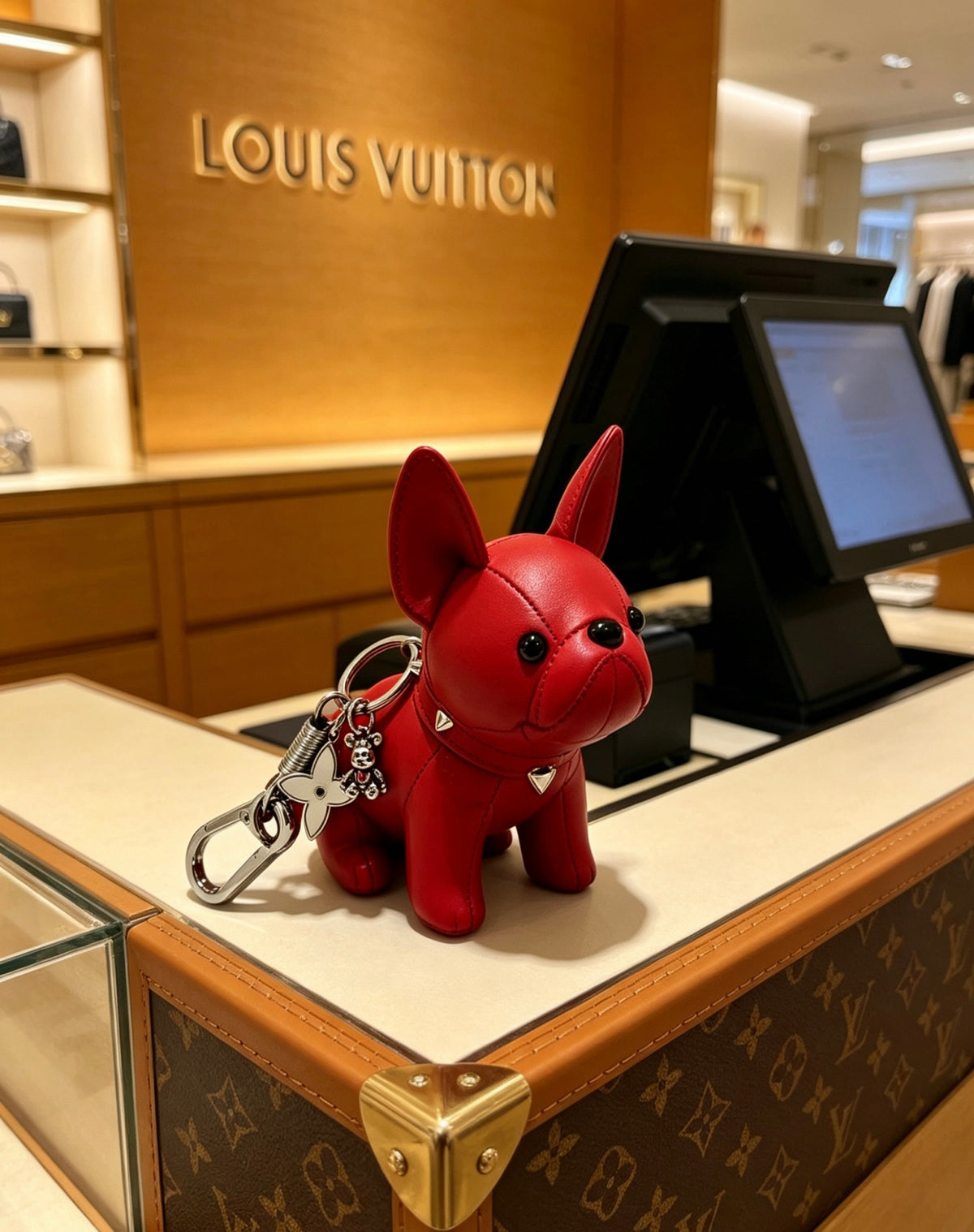 Louis Vuitton Red Animal Keychain with Flower Charm - album image 3