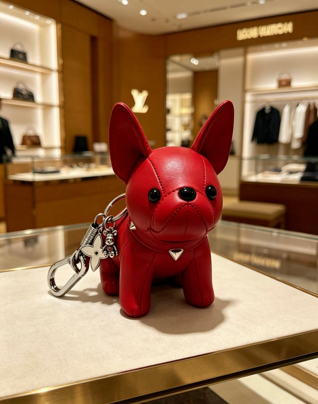 Louis Vuitton Red Animal Keychain with Flower Charm - album image 2