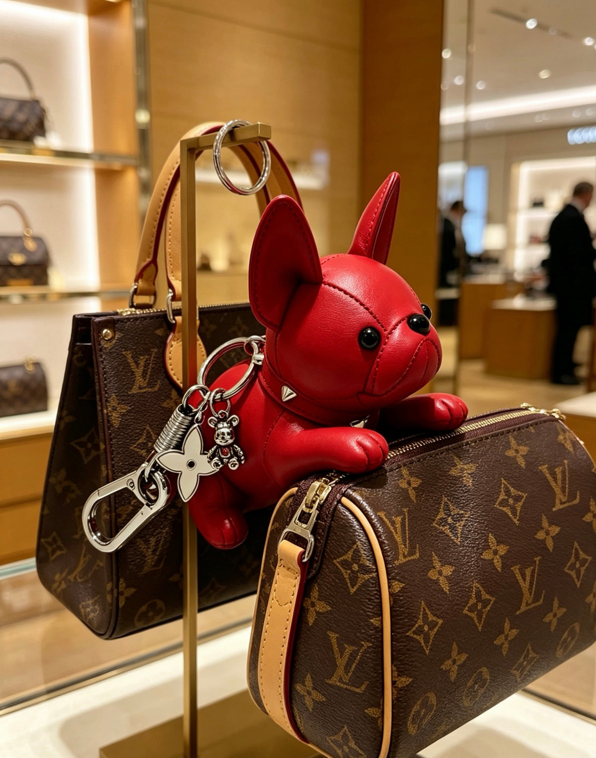 Louis Vuitton Red Animal Keychain with Flower Charm - album image 4