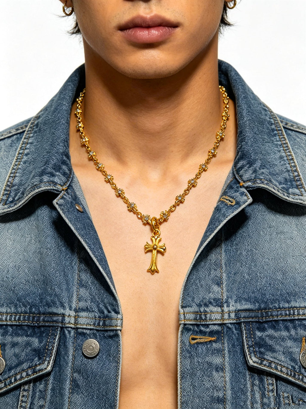 Chrome Hearts Gold-Tone Cross Station Pendant Necklace - album image 7