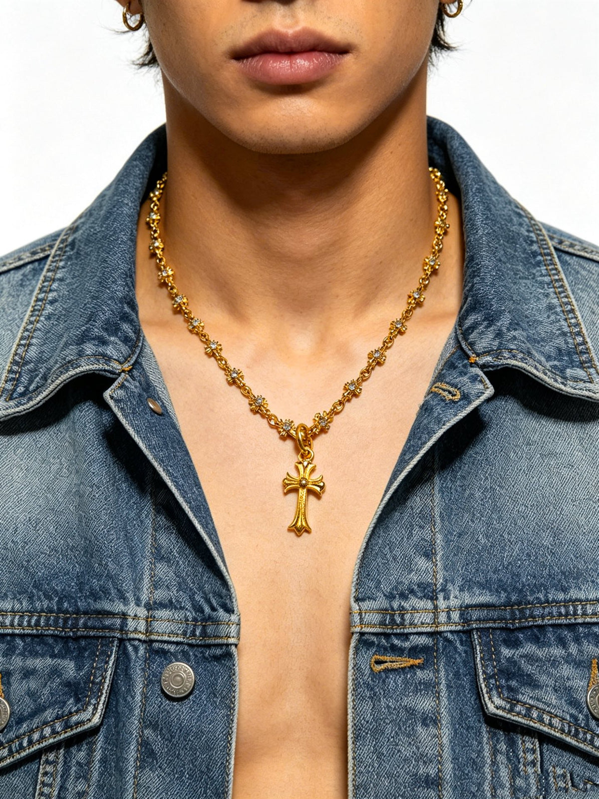 Chrome Hearts Gold-Tone Cross Station Pendant Necklace - album image 7