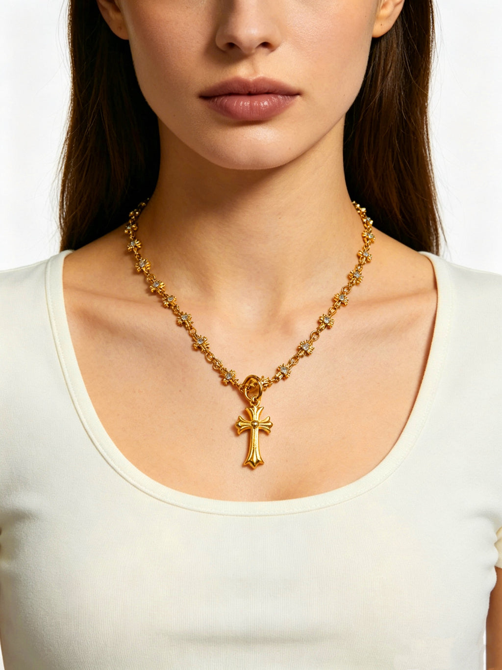 Chrome Hearts Cross Fleur-de-Lis Pendant Antiqued Necklace - album image 8
