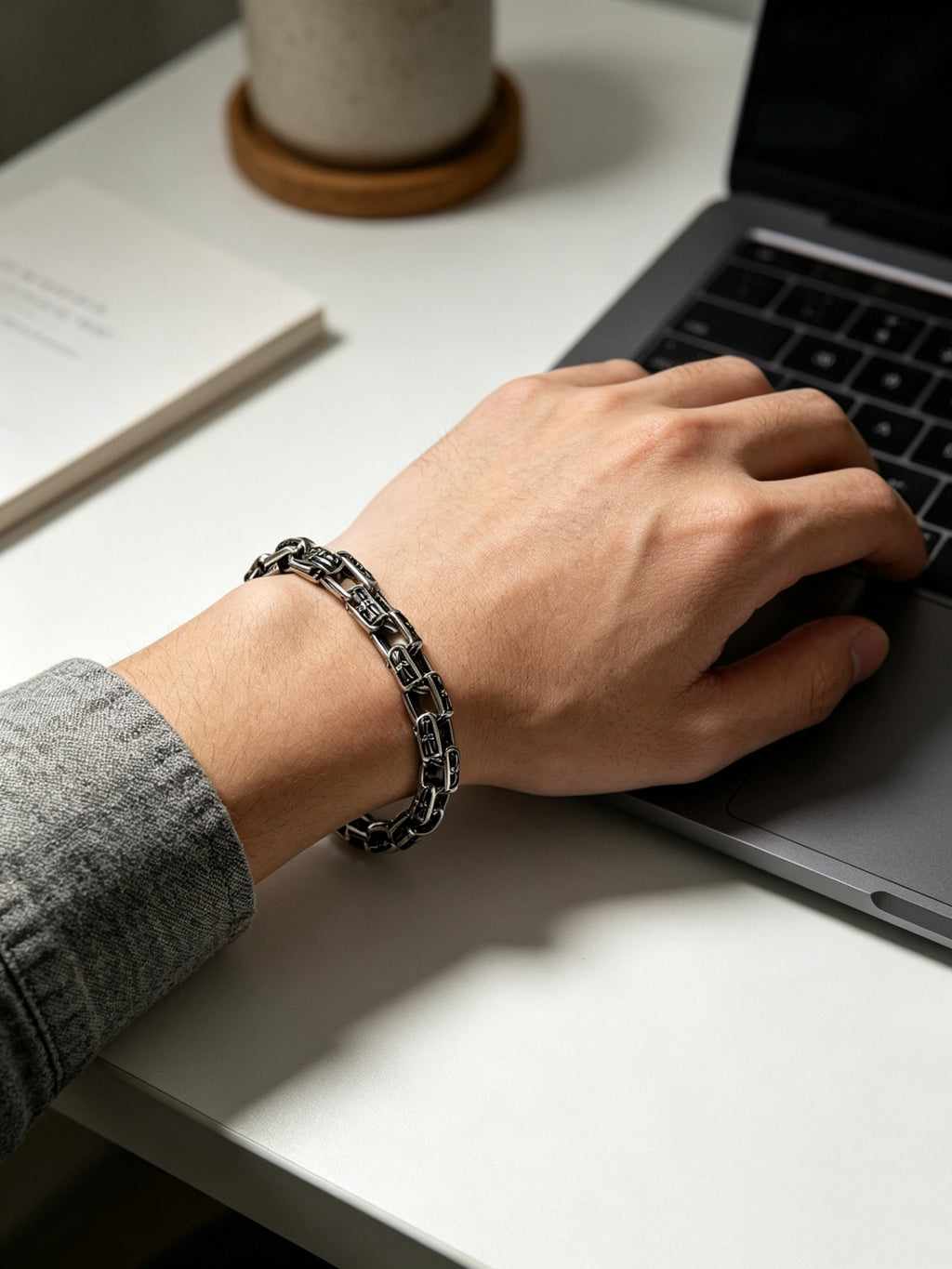 Chrome Hearts Dark Oval Link Wrist Bracelet - album image 7