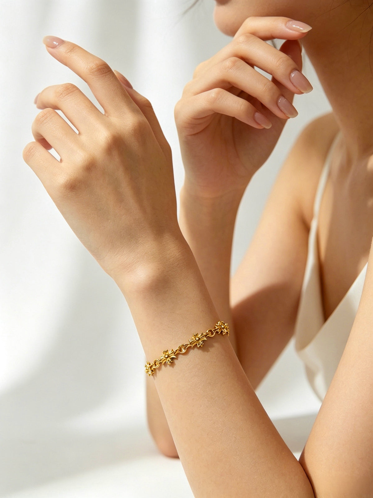 Chrome Hearts Gold-Tone Floral Station Bracelet - album image 8