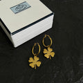 Prada Gold-Tone Flower Drop Hoop Earrings - album image 1
