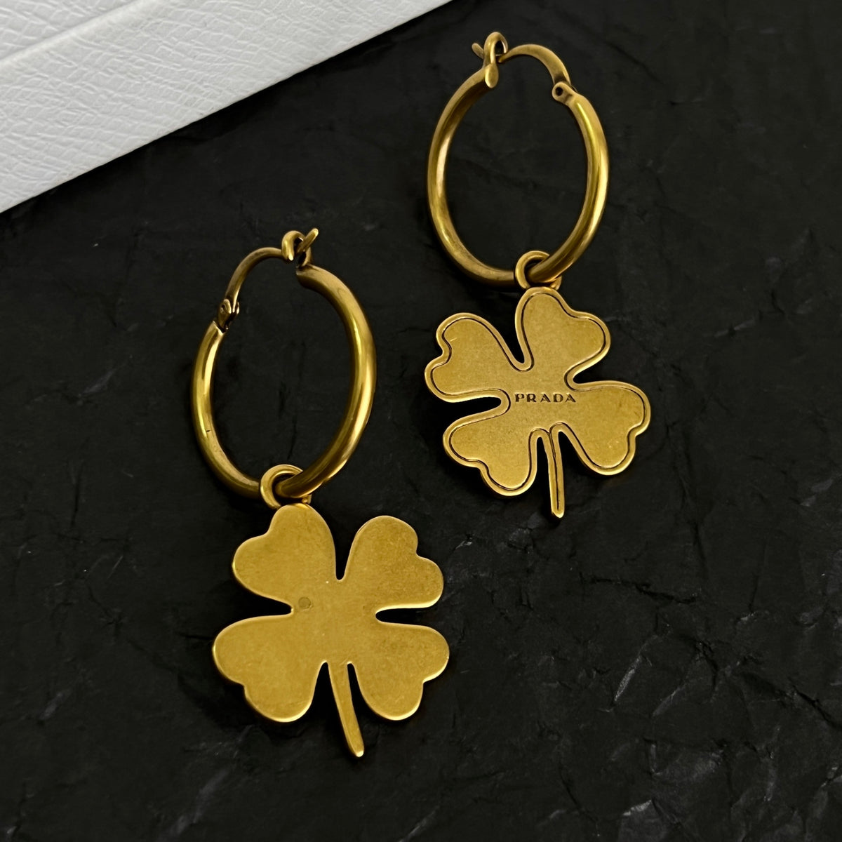 Prada Gold-Tone Flower Drop Hoop Earrings - album image 6