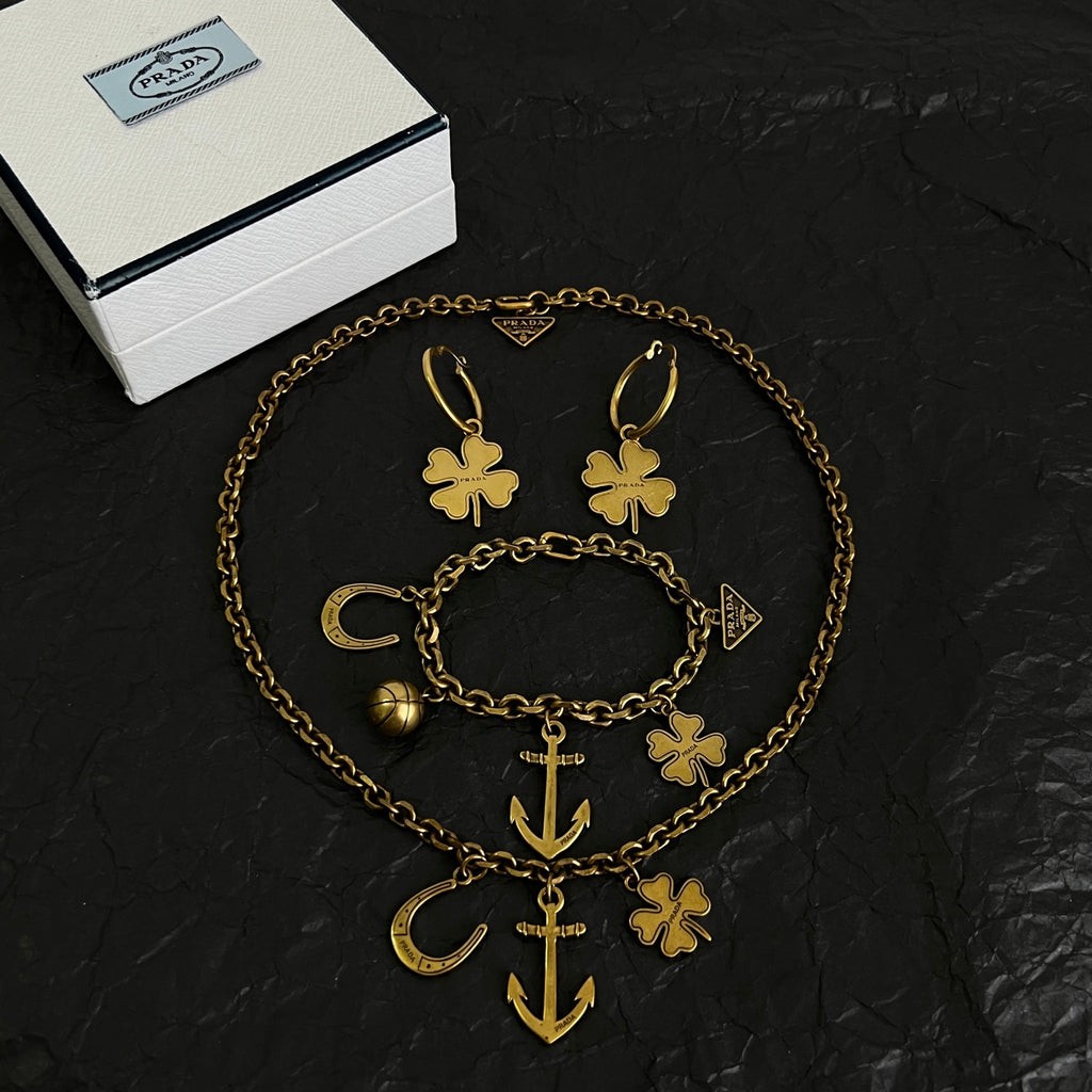 Prada Gold-Tone Flower Drop Hoop Earrings - album image 3