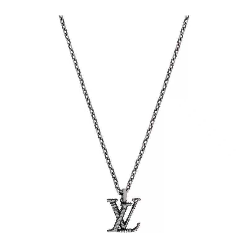 Louis Vuitton Silver-Tone LV Pendant Necklace - album image 2