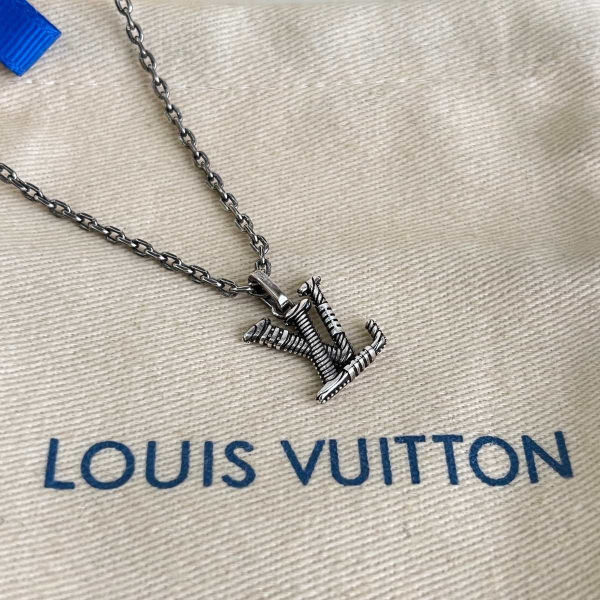 Louis Vuitton Silver-Tone LV Pendant Necklace - album image 6
