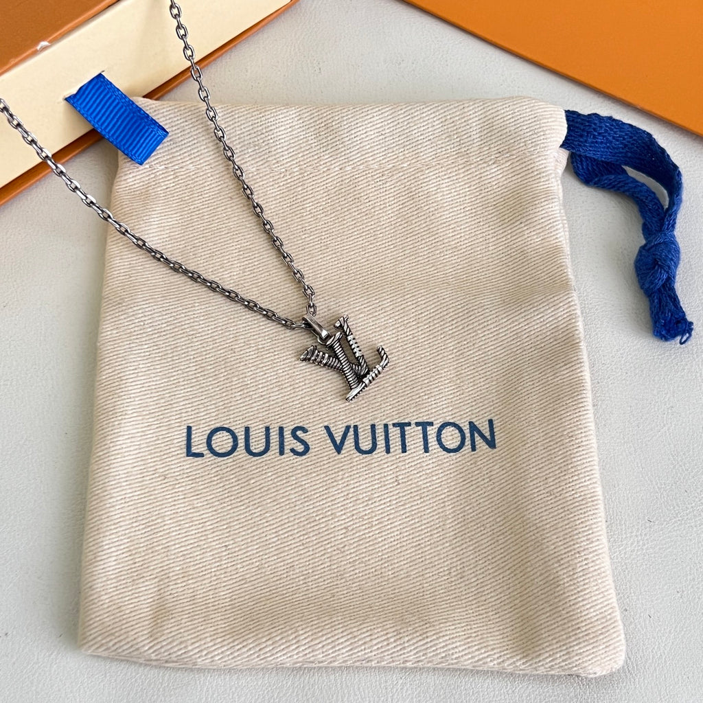 Louis Vuitton Silver-Tone LV Pendant Necklace - album image 5