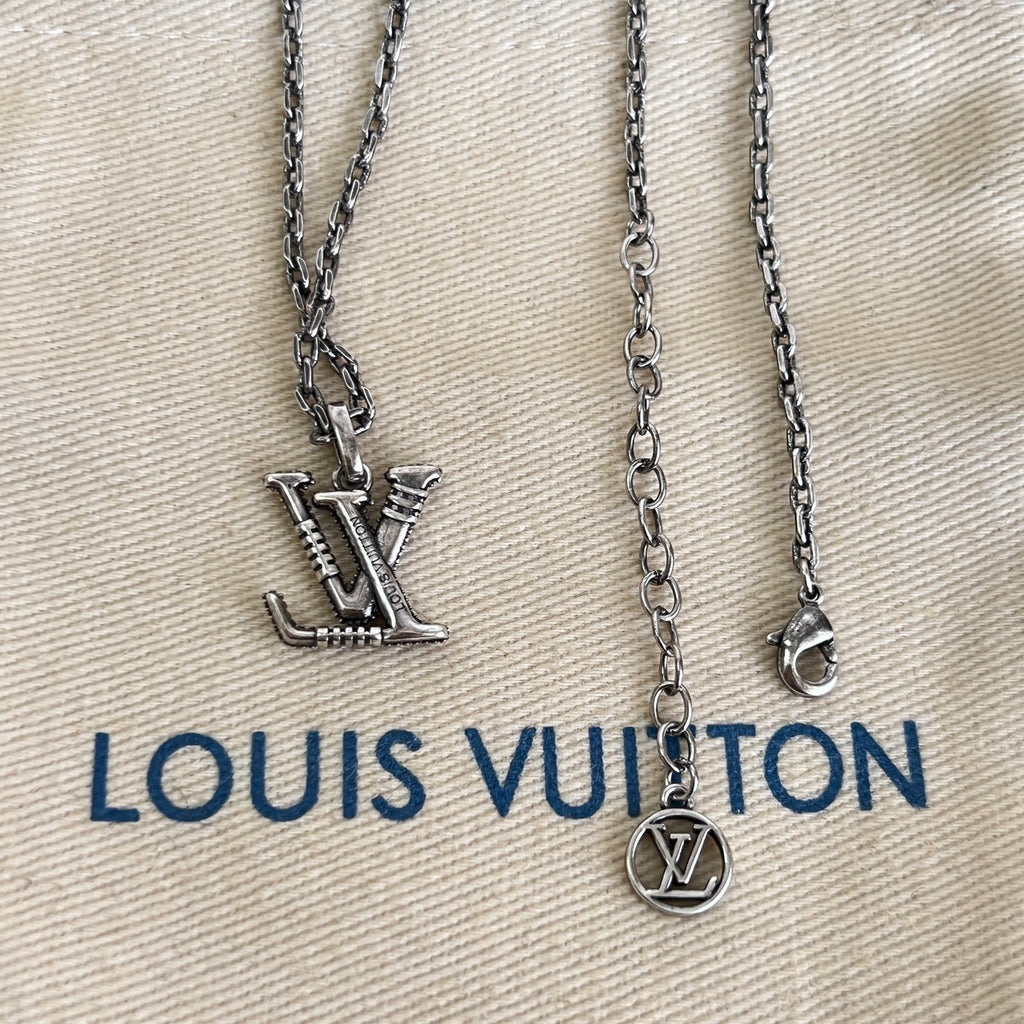Louis Vuitton Silver-Tone LV Pendant Necklace - album image 8